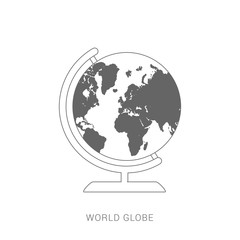 Planet earth or world globe with oceans and water flat vector
