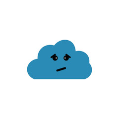 Obraz premium Sad Cloud Mascot Vector Icon Illustration, Cloud Sticker, Weather Icon Concept White Isolated. Banner, Sticker, Background