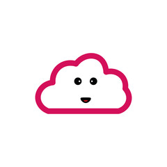 Cute Happy Cloud Icon Vector Illustration