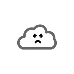 Cartoon angry grey cloud. vector illustration.