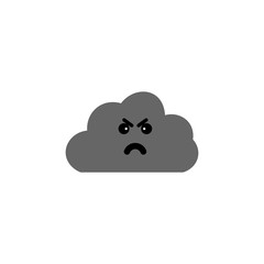 Cartoon angry grey cloud. vector illustration.