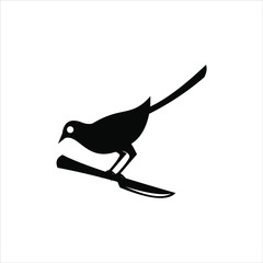 standing magpie bird on knife. animal logo template. bird icon design inspiration