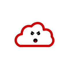 Angry red Cloud Vector Icon Illustration. Cloud Sticker, Weather Icon Concept White Isolated. Banner, Sticker, Background