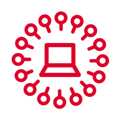 Virtual meeting. Brainstorming and teamwork. Distance learning education flat vector icon isolated on white background.