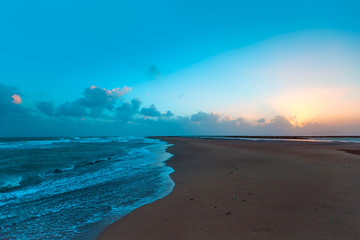 sunset over the sea and beach 