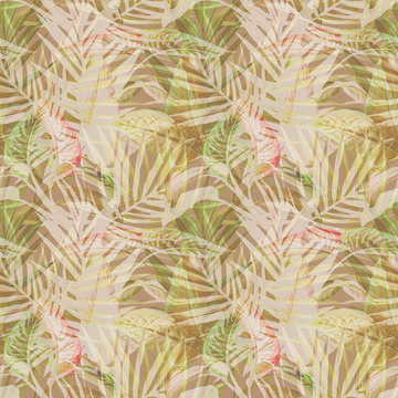 Tropical leaves seamless pattern. Artistic background. © max craft