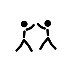 Two humans celebrating success by giving high five to each other. vector icon