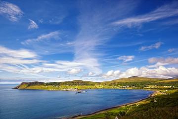view on Uig harbour and village, Isle of Skye, Scotland