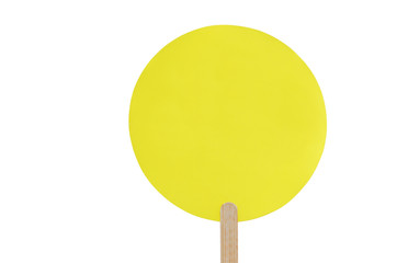 yellow blank color plate with copy space for inscription. isolated