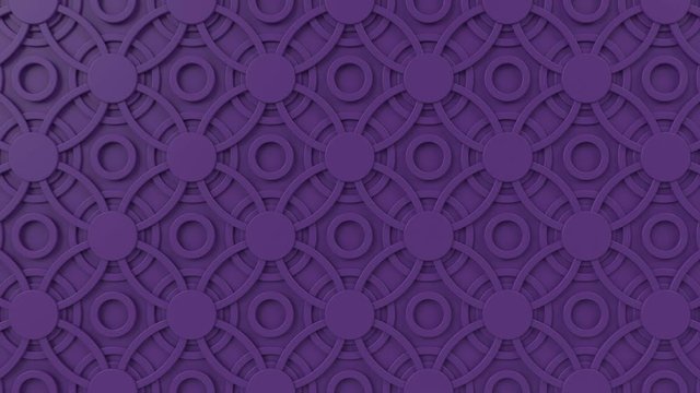 Arabesque looping geometric pattern. Purple islamic 3d motif. Arabic oriental animated background.