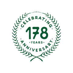 178 years design template. 178th logo. Vector and illustration.
