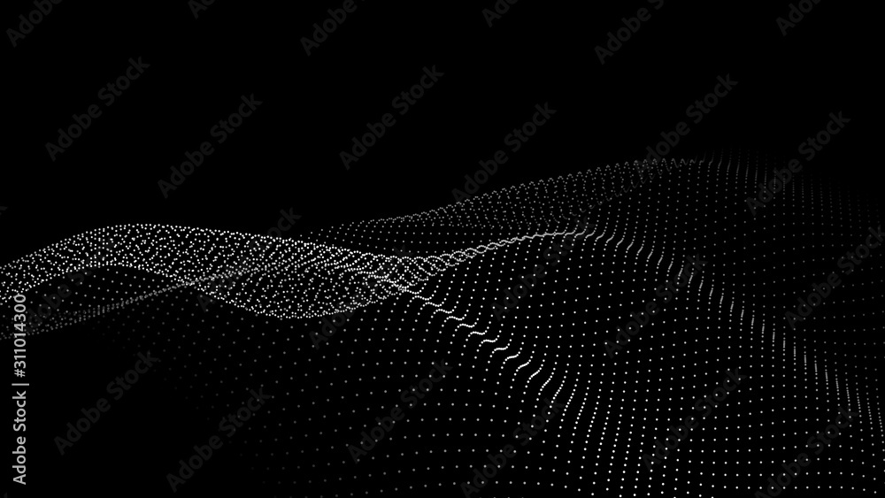 Aufkleber Abstract digital wave of particles. Futuristic point wave. Technology background vector. Vector illustration