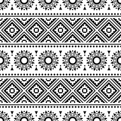 Seamless ethnic pattern vector in black and white color