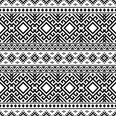 Seamless ethnic pattern vector in black and white color