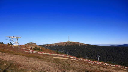 Ski areal at the top of a mountain