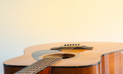 detail of classic guitar with shallow depth of field