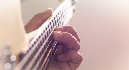 Electric guitar stratocaster sunburst closeup, macro abstract