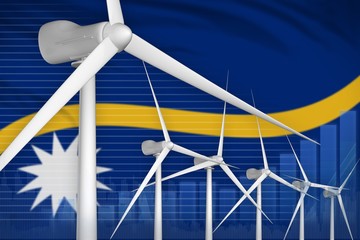 Nauru wind energy power digital graph concept - green natural energy industrial illustration. 3D Illustration