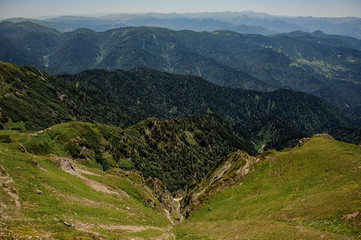 Fototapeta na wymiar Amazing view of hills with green forest