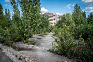 The building in the Lenin street in the ghost town of Pripyat, Ukraine