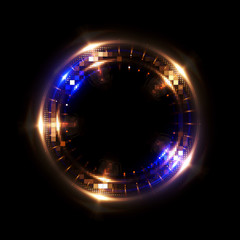Vivid abstract background. Beautiful design of rotation frame.  .Mystical portal. Bright sphere lens. Rotating lines. Glow ring. .Magic neon ball. Led blurred swirl. Spiral glint lines.