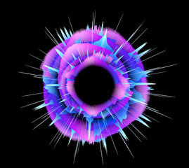 Vivid abstract background. Beautiful design of rotation frame.  .Mystical portal. Bright sphere lens. Rotating lines. Glow ring. .Magic neon ball. Led blurred swirl. Spiral glint lines.