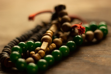 jade and wood beads