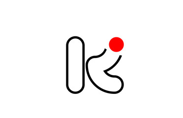 letter k logo alphabet design icon for business line in black and red dot