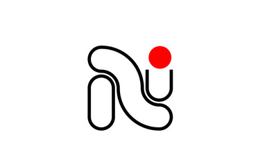 letter n logo alphabet design icon for business line in black and red dot