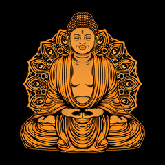 vector illustration gold buddha amitabha