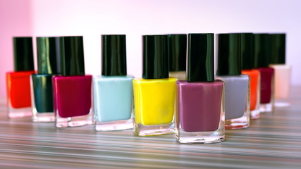 colored bottles set of nail polish, beauty industry