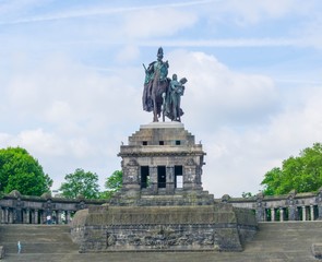 Obraz premium The German corner in Koblenz with equestrian statue