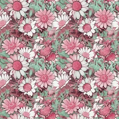 Fotobehang Seamless pattern of field flowers. Artistic background with daisy flowers. © max craft