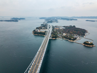 The aerial view of Seto Bridge, Japan.