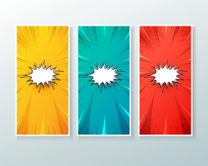 Set of vertical banner with comic book style 