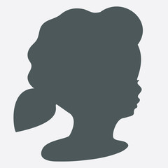 Black silhouette of baby profile, vector shape, hair