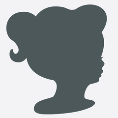Black silhouette of baby profile, vector shape, hair