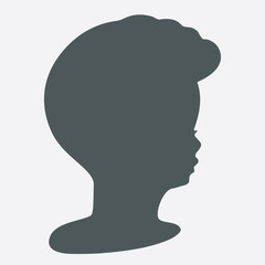 Black silhouette of baby profile, vector shape, hair