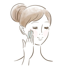 スキンケア　コットン　女性