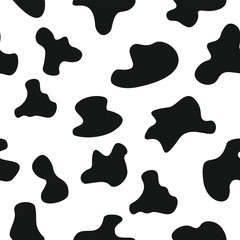 Cow spots seamless black pattern or animal print or bull fur stains. Vector illustration