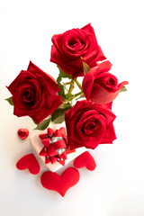 red rose and heart isolated on white background , vaientine day