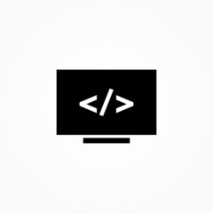 Programming on monitor icon design