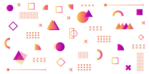 Memphis Simple Blue Abstract Circle Line Rectangle Box Arrow Cross Mountain River Pie Egypt Basic Shape Background For shirt