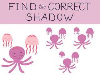 Fototapeta premium Vector illustration of shadow matching game