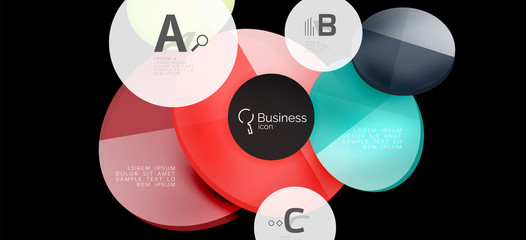 Retro colorful geometric background - circles on black, great design for any purposes. Creative minimal concept