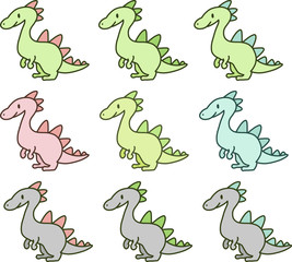 かわいい恐竜のイラストセット
