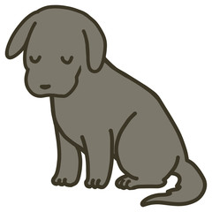 座っている犬のイラスト_目を閉じる