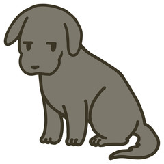 座っている犬のイラスト_ジト目