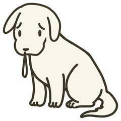 座っている犬のイラスト_風邪