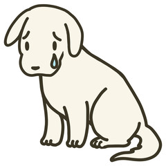 座っている犬のイラスト_泣き顔